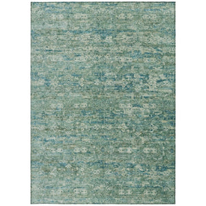 HomeRoots 5' Teal Blue & Ivory Ikat Area Rug - Stylish, Durable, Washable for Indoor/Outdoor Spaces & High Traffic 659385
