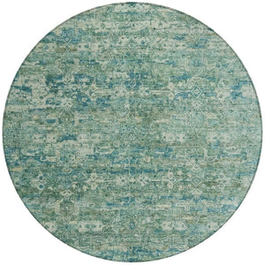 HomeRoots 8' Teal Blue Ikat Indoor Outdoor Area Rug - Stylish, Washable, Stain-Resistant for Easy Care & Durability 659386