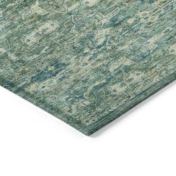 HomeRoots 8' X 10' Teal Blue and Ivory Ikat Washable Area Rug – Durable, Stylish for Indoor & Outdoor Spaces! 659387