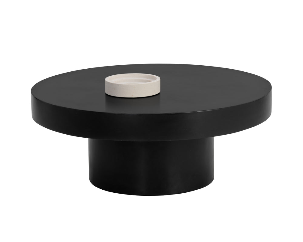 Sunpan Brando Round Coffee Table - Urban Contemporary Design in Natural Concrete for Modern Spaces Black