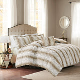 Madison Park Zuri Glam/Luxury 4PC Faux Fur Comforter Set MP10-4860 Sand