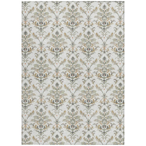 HomeRoots 10' Elegant Ivory, Copper & Gray Damask Area Rug – Washable, Durable, Ideal for Indoor/Outdoor Spaces 659407