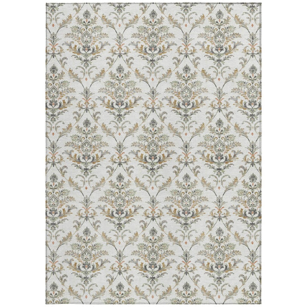 HomeRoots 10' Elegant Ivory, Copper & Gray Damask Area Rug – Washable, Durable, Ideal for Indoor/Outdoor Spaces 659407