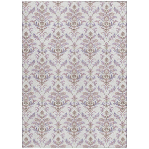 HomeRoots 10' Elegant Lavender & Ivory Damask Washable Area Rug - Durable Indoor/Outdoor Charm for Any Space 659413