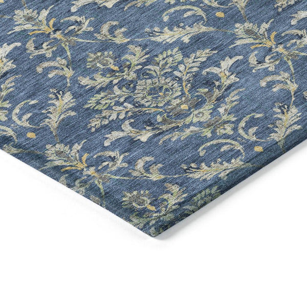 HomeRoots 8' X 10' Navy Blue Damask Area Rug – Stylish, Washable Indoor & Outdoor Solution for High-Traffic Spaces 659417