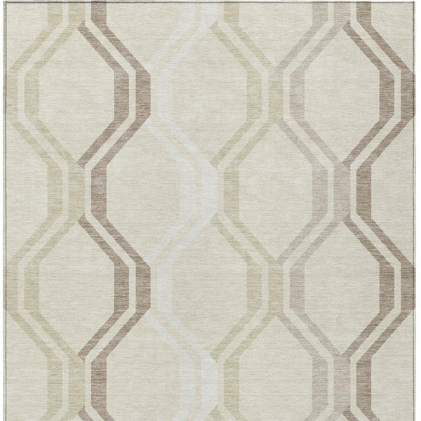 HomeRoots 8' X 10' Stylish Beige and Brown Geometric Indoor Outdoor Area Rug - Washable and Durable Design! 659429