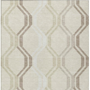 HomeRoots 9' X 12' Beige and Brown Geometric Area Rug - Stylish, Washable, Durable for Indoor & Outdoor Use 659430