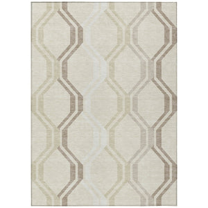 HomeRoots 9' X 12' Beige and Brown Geometric Area Rug - Stylish, Washable, Durable for Indoor & Outdoor Use 659430