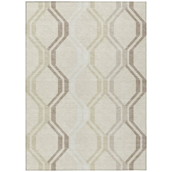 HomeRoots 10' Stylish Beige and Brown Geometric Washable Area Rug for Indoor/Outdoor Spaces - Durable & Easy Care! 659431