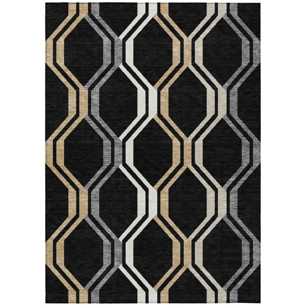 HomeRoots 9' X 12' Geometric Black Beige Gray Indoor Outdoor Area Rug - Washable, Durable, Stylish Décor Solution 659436