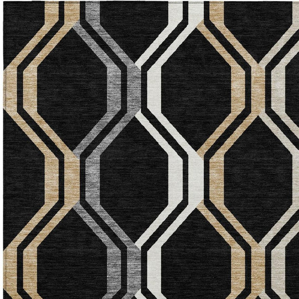 HomeRoots 9' X 12' Geometric Black Beige Gray Indoor Outdoor Area Rug - Washable, Durable, Stylish Décor Solution 659436