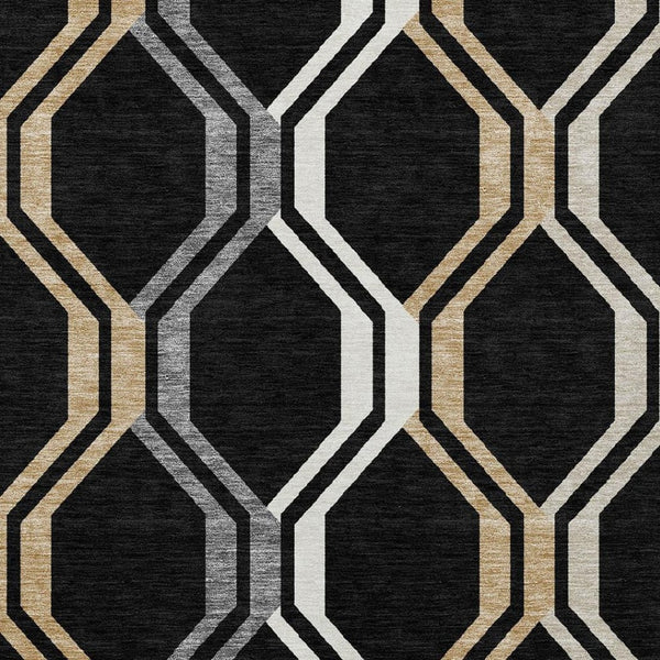 HomeRoots 10' Geometric Black Beige Gray Washable Area Rug for Indoor Outdoor Spaces - Durable & Stylish! 659437