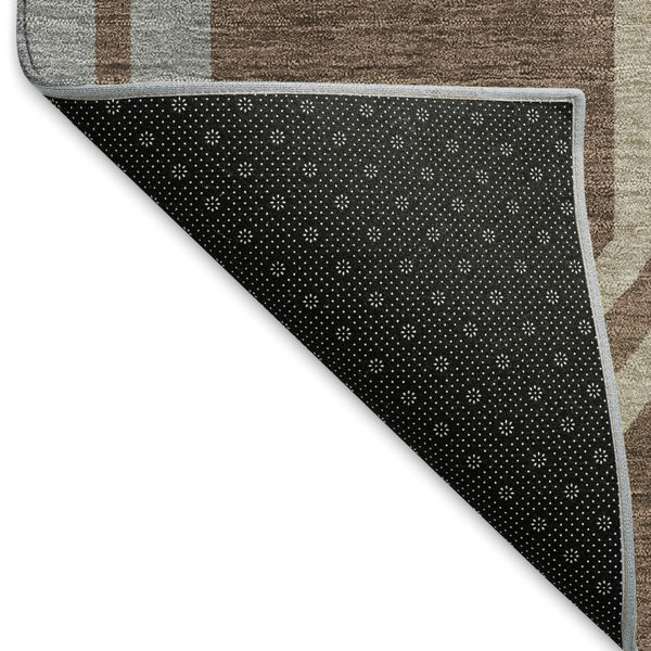 HomeRoots 10' X 14' Stylish Chocolate Gray & Ivory Geometric Rug - Washable, Durable, Indoor/Outdoor Versatility 659443