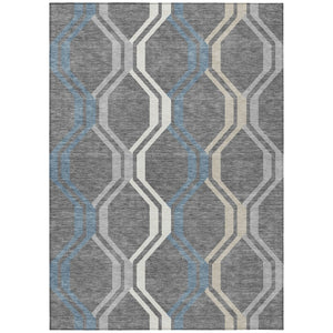 HomeRoots 10' Geometric Washable Area Rug in Gray-Blue & Ivory – Stylish, Durable, Indoor/Outdoor Use! 659455