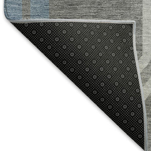 HomeRoots 10' Geometric Washable Area Rug in Gray-Blue & Ivory – Stylish, Durable, Indoor/Outdoor Use! 659455