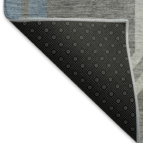 HomeRoots 10' Geometric Washable Area Rug in Gray-Blue & Ivory – Stylish, Durable, Indoor/Outdoor Use! 659455