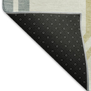 HomeRoots 5' Indoor/Outdoor Geometric Washable Area Rug in Ivory, Gray & Wheat - Modern, Durable & Stylish! 659457