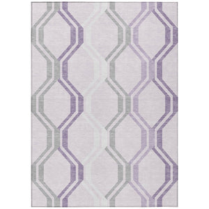 HomeRoots 10' Modern Geometric Lavender Ivory Gray Area Rug - Washable, Durable, Indoor Outdoor Use, 10x14' 659467