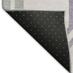 HomeRoots 10' Modern Geometric Lavender Ivory Gray Area Rug - Washable, Durable, Indoor Outdoor Use, 10x14' 659467