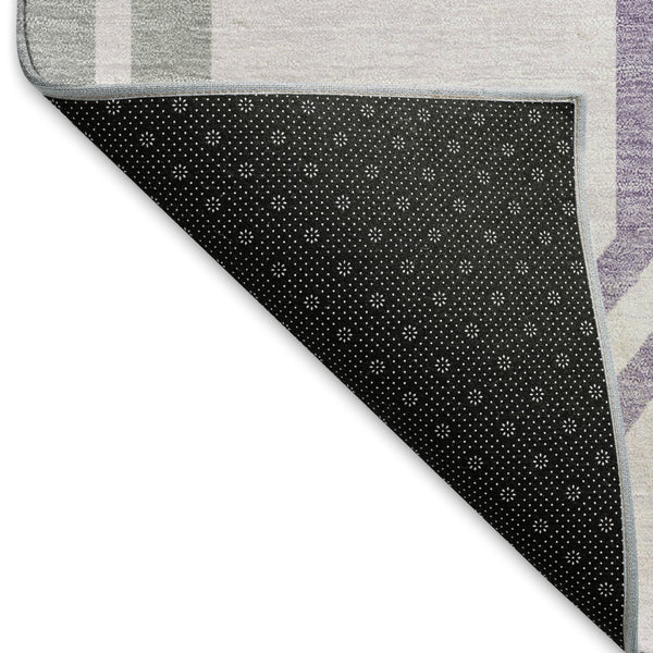 HomeRoots 10' Modern Geometric Lavender Ivory Gray Area Rug - Washable, Durable, Indoor Outdoor Use, 10x14' 659467