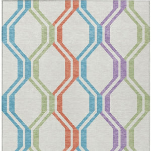 HomeRoots 8' Modern Pearl Blue & Purple Geometric Area Rug - Washable, Durable, Indoor/Outdoor Versatility! 659477