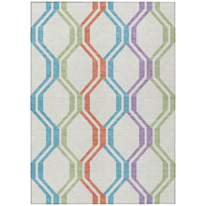 HomeRoots 8' Modern Pearl Blue & Purple Geometric Area Rug - Washable, Durable, Indoor/Outdoor Versatility! 659477