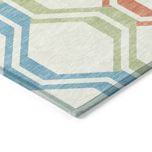 HomeRoots 8' Modern Pearl Blue & Purple Geometric Area Rug - Washable, Durable, Indoor/Outdoor Versatility! 659477