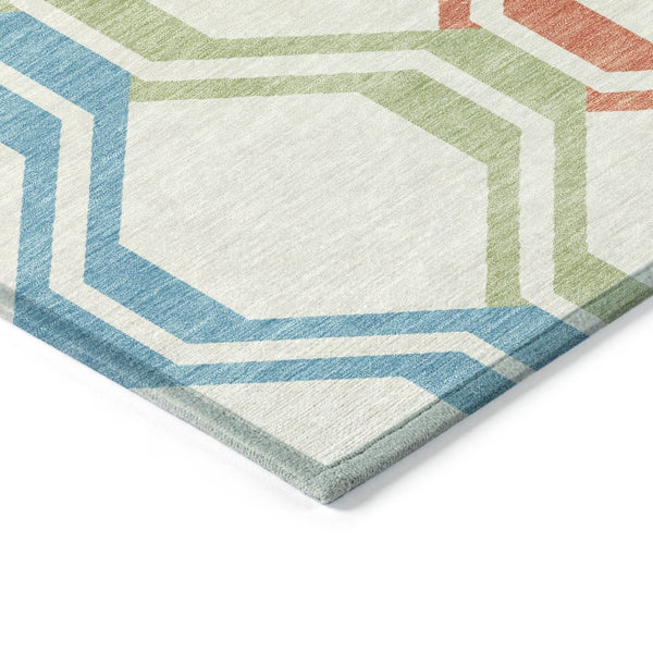 HomeRoots 8' Modern Pearl Blue & Purple Geometric Area Rug - Washable, Durable, Indoor/Outdoor Versatility! 659477