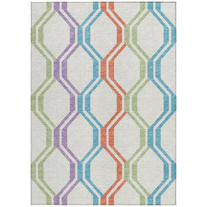 HomeRoots 10' Pearl Blue & Purple Geometric Area Rug - Durable, Washable Indoor/Outdoor Mat for High-Traffic Spaces 659479