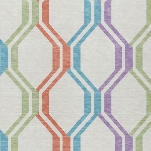 HomeRoots 10' Pearl Blue & Purple Geometric Area Rug - Durable, Washable Indoor/Outdoor Mat for High-Traffic Spaces 659479