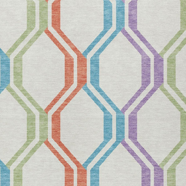 HomeRoots 10' Pearl Blue & Purple Geometric Area Rug - Durable, Washable Indoor/Outdoor Mat for High-Traffic Spaces 659479