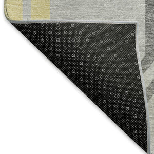 HomeRoots 5' X 8' Stylish Silver Beige Charcoal Geometric Area Rug - Washable, Durable for Indoor & Outdoor Use 659481