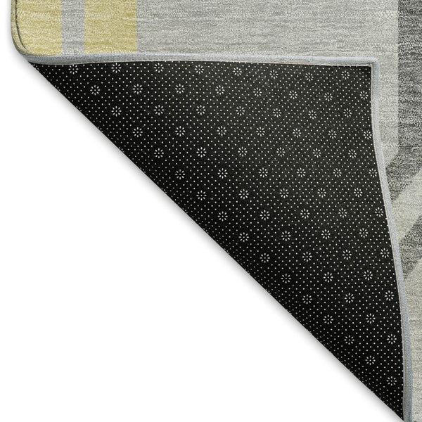 HomeRoots 5' X 8' Stylish Silver Beige Charcoal Geometric Area Rug - Washable, Durable for Indoor & Outdoor Use 659481