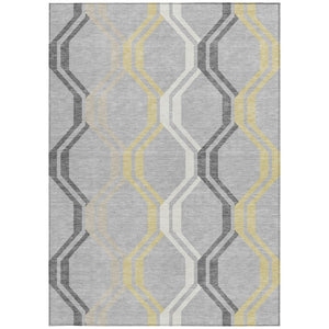 HomeRoots 8' X 10' Modern Geometric Washable Area Rug in Silver Beige & Charcoal - Perfect for Indoor/Outdoor Use 659483