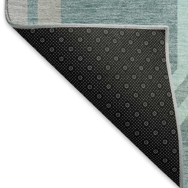 HomeRoots 10' Contemporary Teal Blue Gray Geometric Washable Indoor Outdoor Area Rug for High-Traffic Spaces 659491