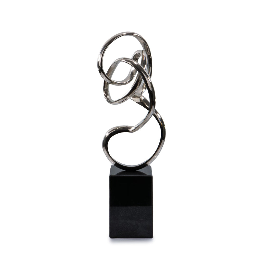 HomeRoots 20" Silver and Black Aluminum Marble Abstract Sculpture – Handcrafted Modern Art for Home Décor 659495