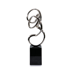 HomeRoots 20" Silver and Black Aluminum Marble Abstract Sculpture – Handcrafted Modern Art for Home Décor 659495
