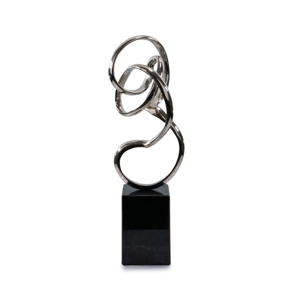 HomeRoots 20" Silver and Black Aluminum Marble Abstract Sculpture – Handcrafted Modern Art for Home Décor 659495