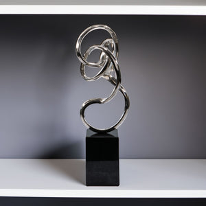 HomeRoots 20" Silver and Black Aluminum Marble Abstract Sculpture – Handcrafted Modern Art for Home Décor 659495