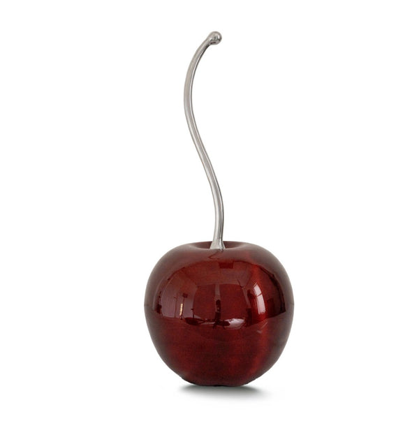 HomeRoots 21" Modern Red and Silver Aluminum Cherry Tabletop Sculpture - Chic Home Accent for Any Décor 9 659497
