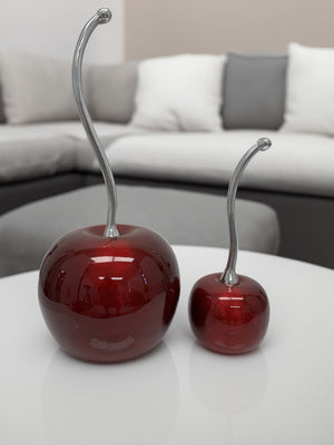 HomeRoots 21" Modern Red and Silver Aluminum Cherry Tabletop Sculpture - Chic Home Accent for Any Décor 9 659497
