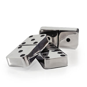 HomeRoots Set of Three Handcrafted Silver and Black Decorative Dominoes for Stylish Home Accents 659498