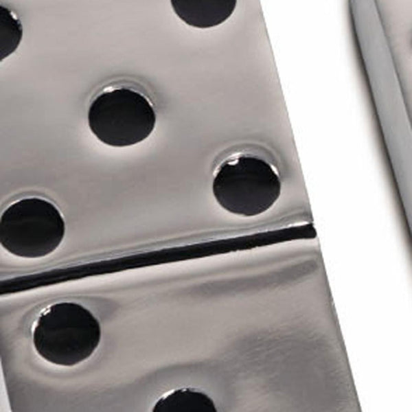 HomeRoots Set of Three Handcrafted Silver and Black Decorative Dominoes for Stylish Home Accents 659498