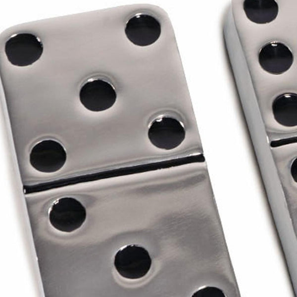 HomeRoots Set of Three Handcrafted Silver and Black Decorative Dominoes for Stylish Home Accents 659498