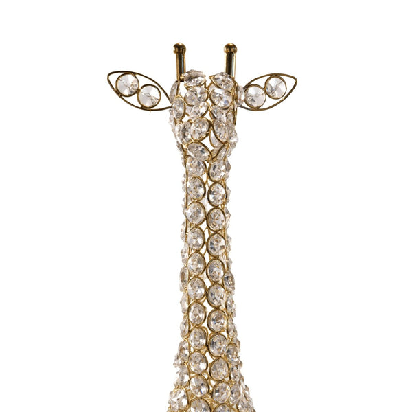 HomeRoots 23" Gold Aluminum Giraffe Tabletop Sculpture with Faux Crystals - Glamorous Accent for Any Space 659499