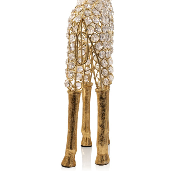 HomeRoots 23" Gold Aluminum Giraffe Tabletop Sculpture with Faux Crystals - Glamorous Accent for Any Space 659499