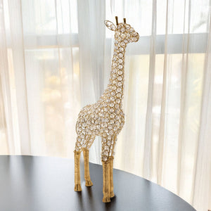 HomeRoots 23" Gold Aluminum Giraffe Tabletop Sculpture with Faux Crystals - Glamorous Accent for Any Space 659499