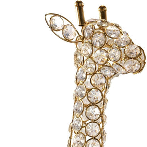 HomeRoots 23" Gold Aluminum Giraffe Tabletop Sculpture with Faux Crystals - Glamorous Accent for Any Space 659499
