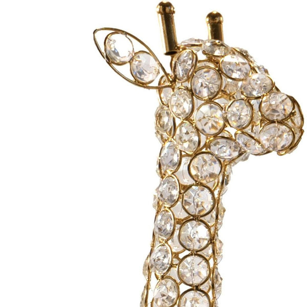 HomeRoots 23" Gold Aluminum Giraffe Tabletop Sculpture with Faux Crystals - Glamorous Accent for Any Space 659499