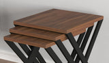 English Elm Kira Nesting Table 3-Pieces, Metal Legs Wood Base Nesting Table, Walnut